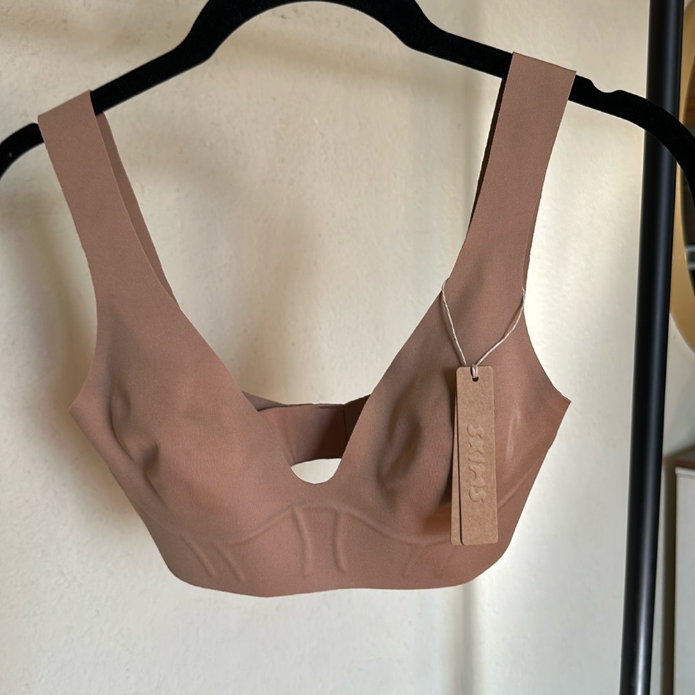 SKIMS Bonded Corset Group Plunge Bralette Sienna Brown XXS BA-PLG-2880 NWT